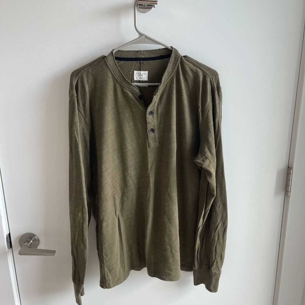 Rag & Bone Olive Green Henley Shirt